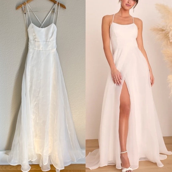 Lulus Dresses & Skirts - Give Your Love White Organza Backless Maxi Dres